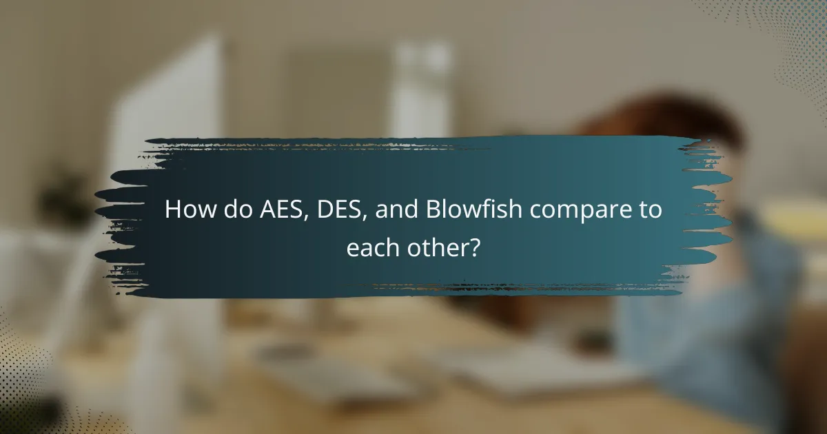 How do AES, DES, and Blowfish compare to each other?