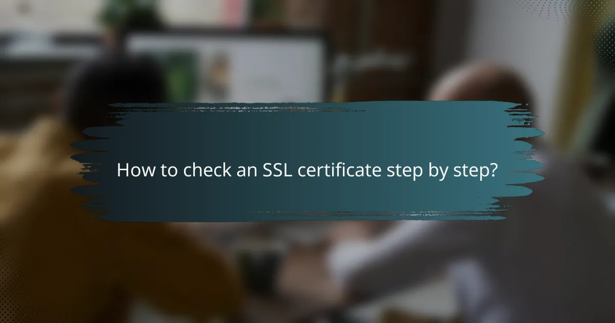 How to check an SSL certificate step by step?