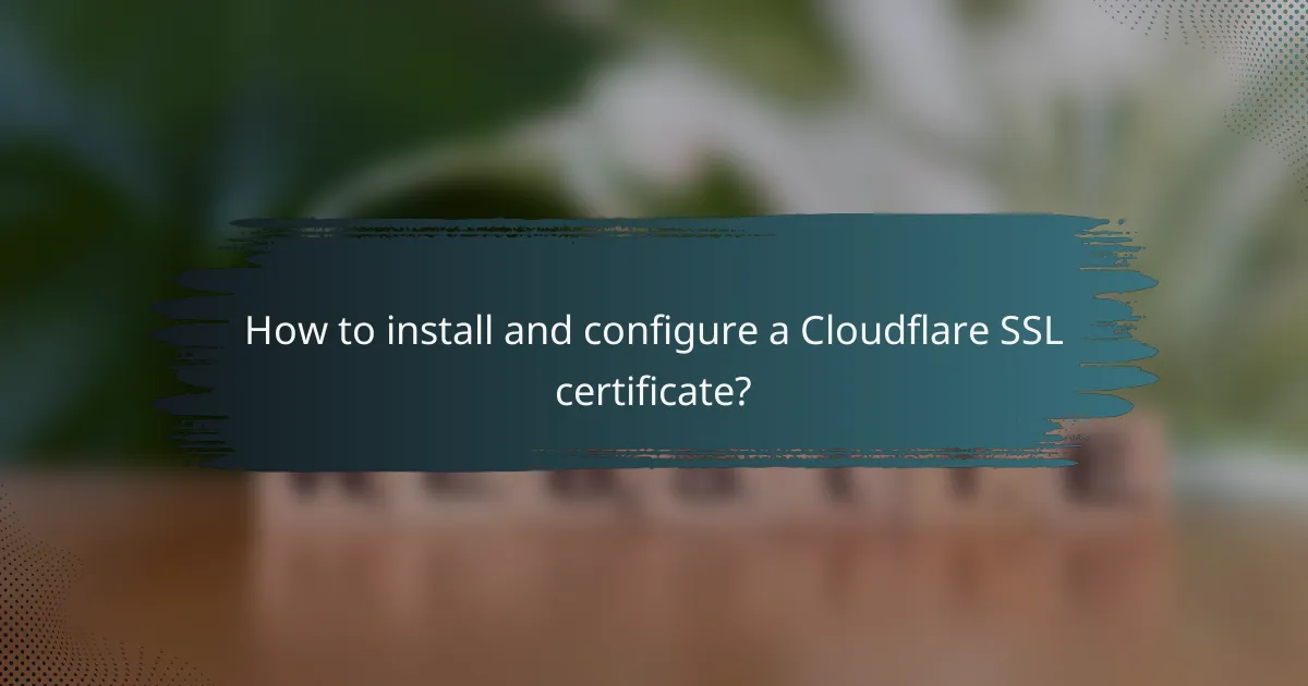 How to install and configure a Cloudflare SSL certificate?
